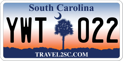 SC license plate YWT022