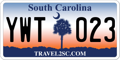 SC license plate YWT023
