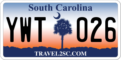 SC license plate YWT026