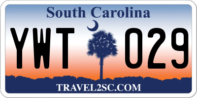 SC license plate YWT029