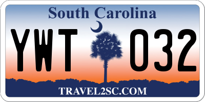 SC license plate YWT032