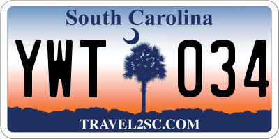 SC license plate YWT034