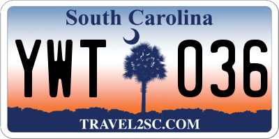 SC license plate YWT036