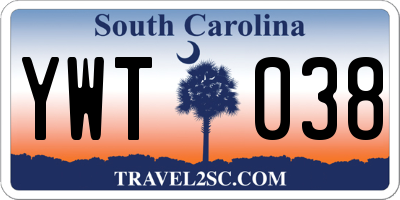 SC license plate YWT038