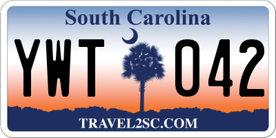 SC license plate YWT042
