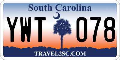 SC license plate YWT078