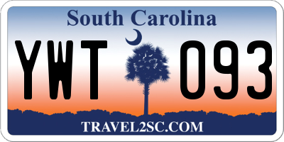 SC license plate YWT093