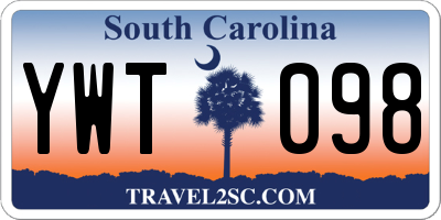 SC license plate YWT098
