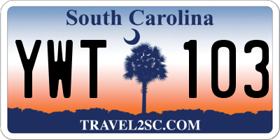 SC license plate YWT103