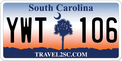 SC license plate YWT106