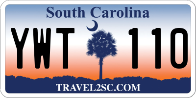 SC license plate YWT110