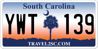 SC license plate YWT139