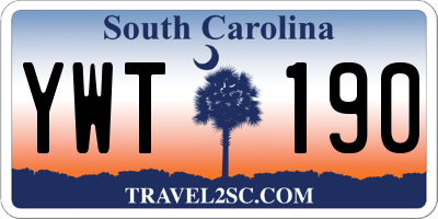 SC license plate YWT190