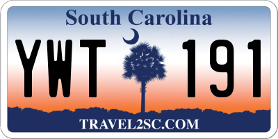SC license plate YWT191