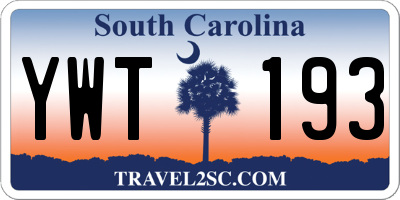 SC license plate YWT193