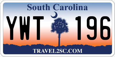 SC license plate YWT196