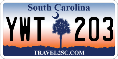SC license plate YWT203