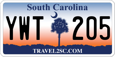 SC license plate YWT205