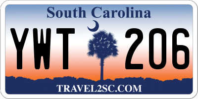 SC license plate YWT206