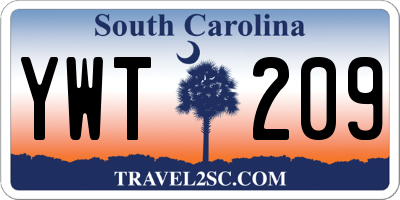 SC license plate YWT209