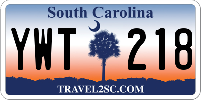 SC license plate YWT218