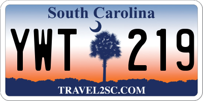 SC license plate YWT219