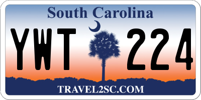 SC license plate YWT224