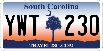 SC license plate YWT230