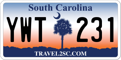 SC license plate YWT231