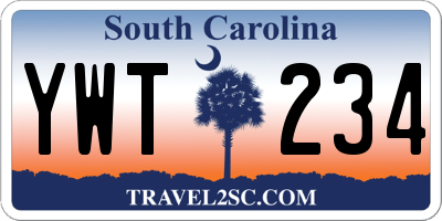 SC license plate YWT234