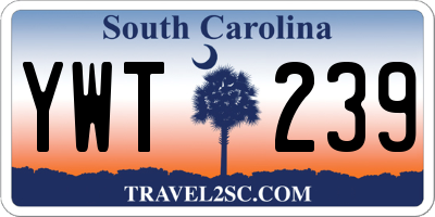 SC license plate YWT239