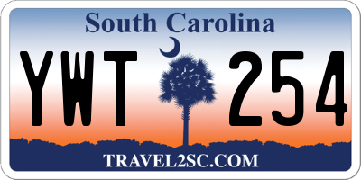 SC license plate YWT254