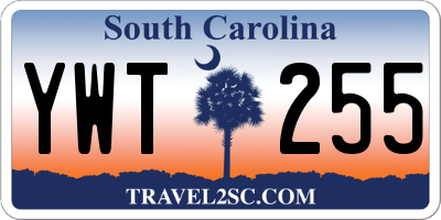 SC license plate YWT255