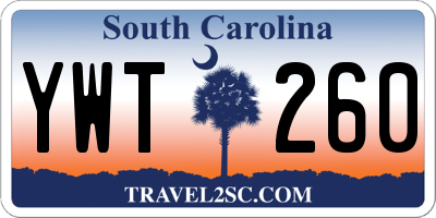 SC license plate YWT260
