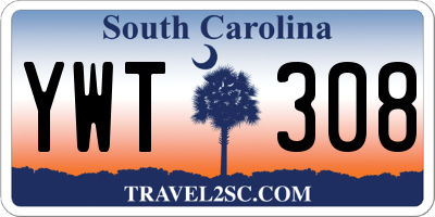 SC license plate YWT308