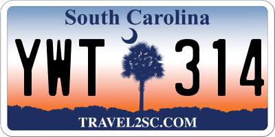 SC license plate YWT314