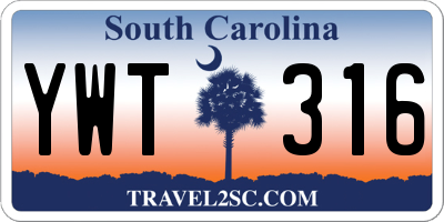 SC license plate YWT316