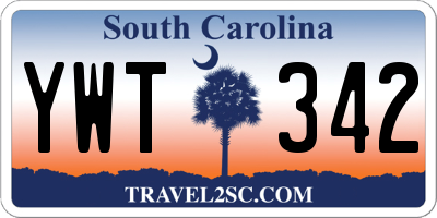 SC license plate YWT342