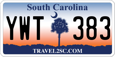 SC license plate YWT383