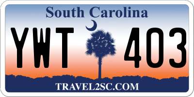 SC license plate YWT403