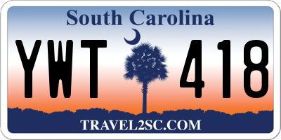 SC license plate YWT418