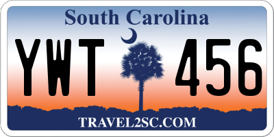 SC license plate YWT456