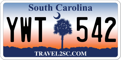 SC license plate YWT542