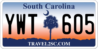 SC license plate YWT605