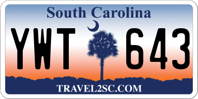 SC license plate YWT643