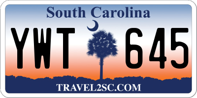 SC license plate YWT645