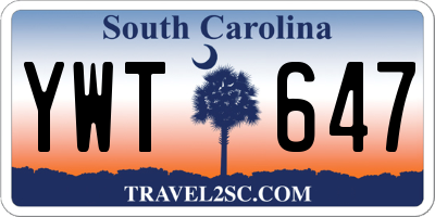 SC license plate YWT647