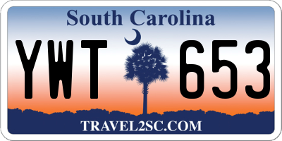 SC license plate YWT653