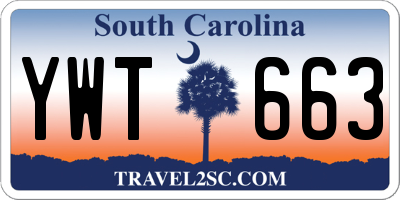 SC license plate YWT663