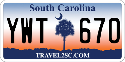 SC license plate YWT670